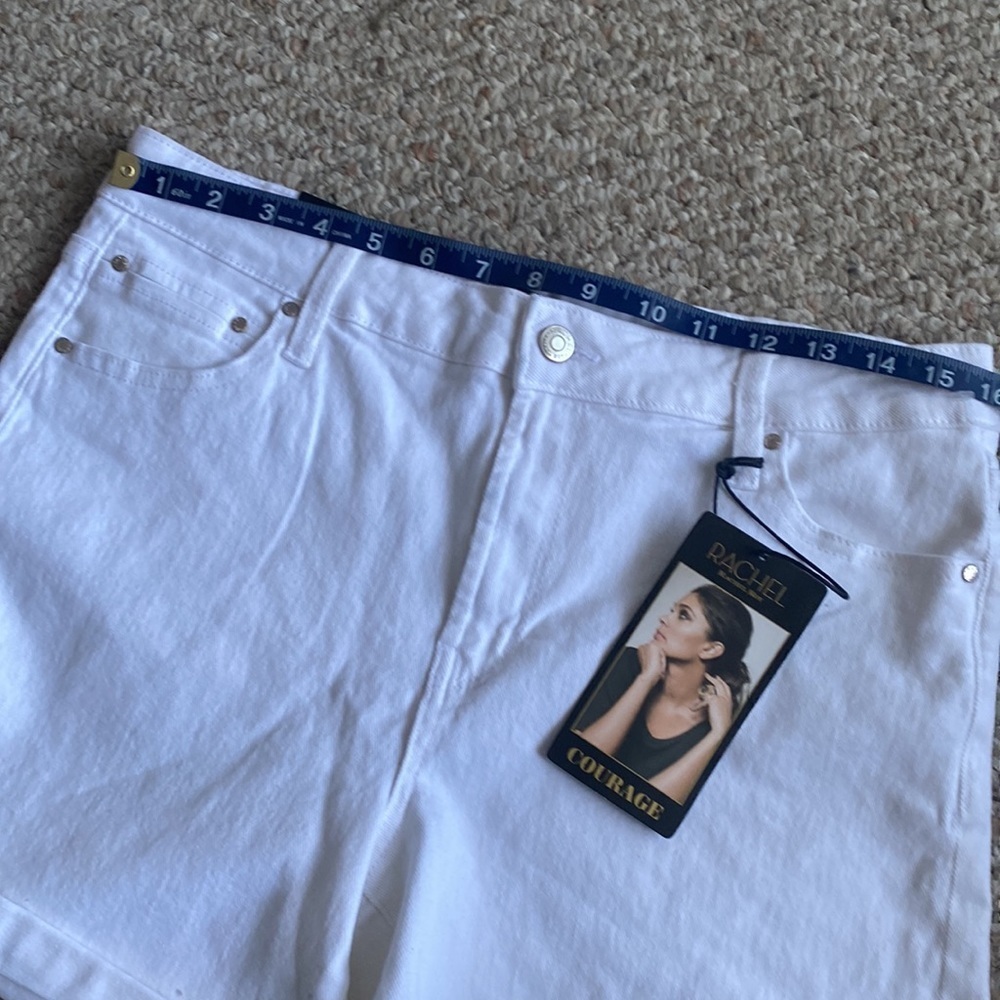 Rachel Roy White Denim Mid-Rise Roll Cuff Shorts - Picture 8 of 11